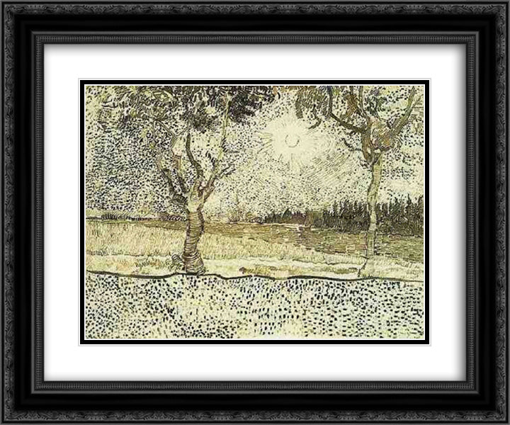 The Road to Tarascon 24x20 Black Ornate Wood Framed Art Print Poster with Double Matting by Van Gogh, Vincent