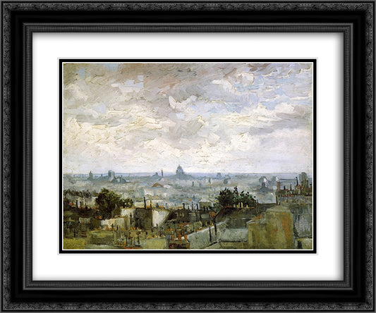 The Roofs of Paris 24x20 Black Ornate Wood Framed Art Print Poster with Double Matting by Van Gogh, Vincent