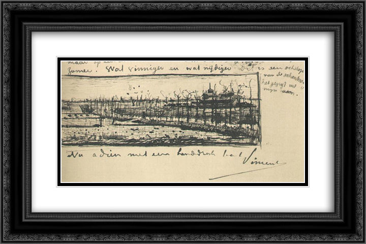 The Schenkweg 24x16 Black Ornate Wood Framed Art Print Poster with Double Matting by Van Gogh, Vincent