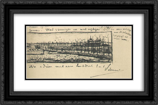 The Schenkweg 24x16 Black Ornate Wood Framed Art Print Poster with Double Matting by Van Gogh, Vincent