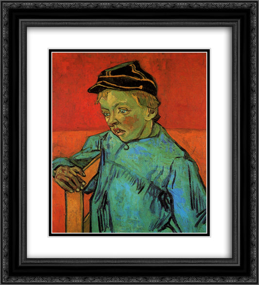 The Schoolboy (Camille Roulin) 20x22 Black Ornate Wood Framed Art Print Poster with Double Matting by Van Gogh, Vincent