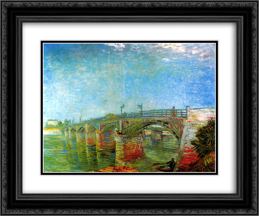 The Seine Bridge at Asnieres 24x20 Black Ornate Wood Framed Art Print Poster with Double Matting by Van Gogh, Vincent