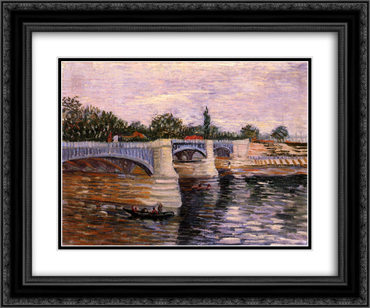 The Seine with the Pont de la Grande Jette 24x20 Black Ornate Wood Framed Art Print Poster with Double Matting by Van Gogh, Vincent