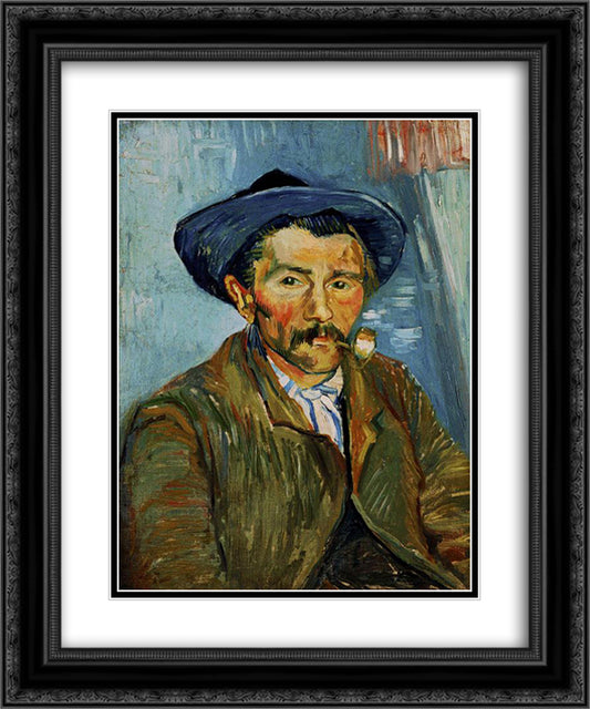 The Smoker (Peasant) 20x24 Black Ornate Wood Framed Art Print Poster with Double Matting by Van Gogh, Vincent