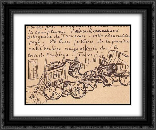 The Tarascon Stagecoach 24x20 Black Ornate Wood Framed Art Print Poster with Double Matting by Van Gogh, Vincent