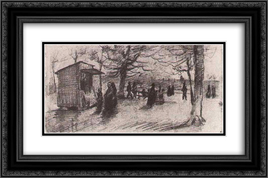 The Terrace of the Tuileries with People Walking 24x16 Black Ornate Wood Framed Art Print Poster with Double Matting by Van Gogh, Vincent