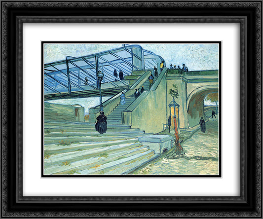 The Trinquetaille Bridge 24x20 Black Ornate Wood Framed Art Print Poster with Double Matting by Van Gogh, Vincent