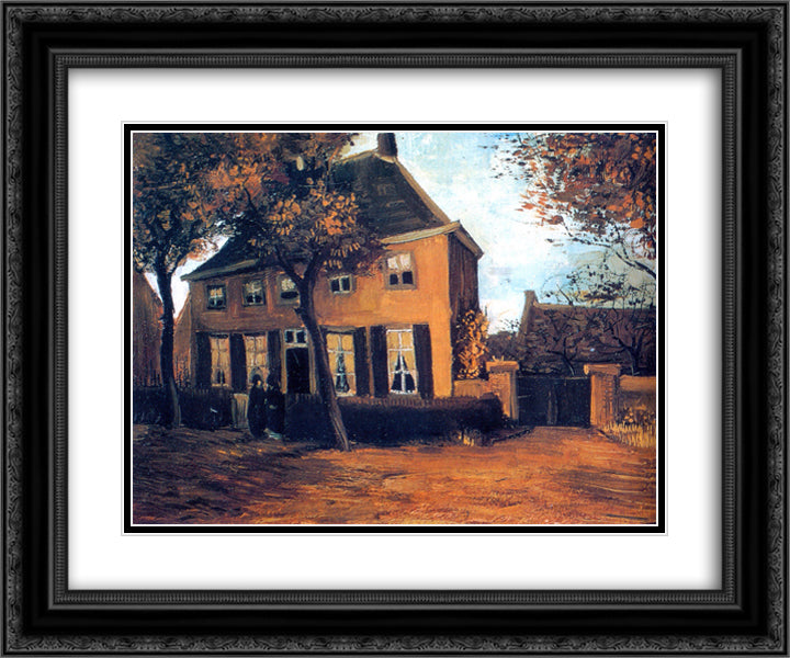 The Vicarage at Nuenen 24x20 Black Ornate Wood Framed Art Print Poster with Double Matting by Van Gogh, Vincent