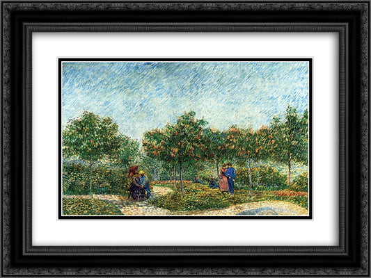 The Voyer d'Argenson Park in Asnieres 24x18 Black Ornate Wood Framed Art Print Poster with Double Matting by Van Gogh, Vincent