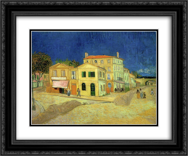 The Yellow House 24x20 Black Ornate Wood Framed Art Print Poster with Double Matting by Van Gogh, Vincent