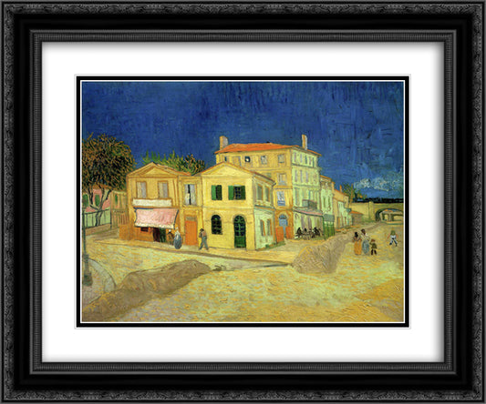 The Yellow House 24x20 Black Ornate Wood Framed Art Print Poster with Double Matting by Van Gogh, Vincent
