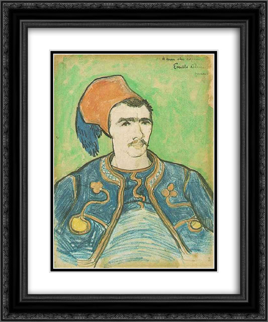 The Zouave Half Length 20x24 Black Ornate Wood Framed Art Print Poster with Double Matting by Van Gogh, Vincent