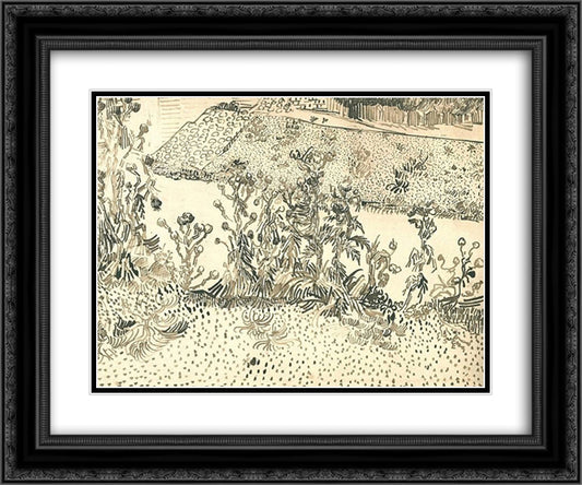 Thistles Along the Roadside 24x20 Black Ornate Wood Framed Art Print Poster with Double Matting by Van Gogh, Vincent