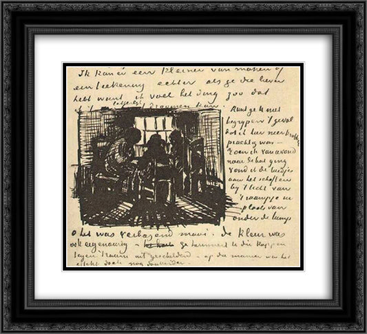 Three Persons Sitting at the Window 22x20 Black Ornate Wood Framed Art Print Poster with Double Matting by Van Gogh, Vincent