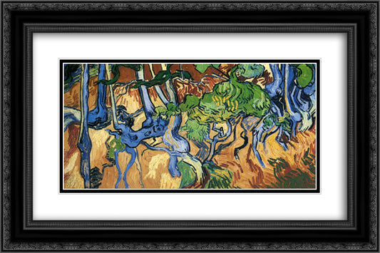 Tree roots 24x16 Black Ornate Wood Framed Art Print Poster with Double Matting by Van Gogh, Vincent