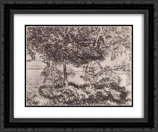 Trees and Shrubs 24x20 Black Ornate Wood Framed Art Print Poster with Double Matting by Van Gogh, Vincent