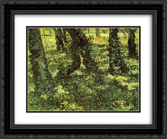 Trunks of Trees with Ivy 24x20 Black Ornate Wood Framed Art Print Poster with Double Matting by Van Gogh, Vincent