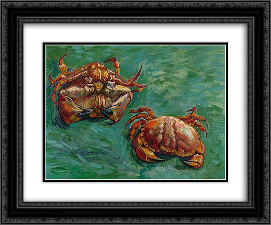 Two Crabs 24x20 Black Ornate Wood Framed Art Print Poster with Double Matting by Van Gogh, Vincent