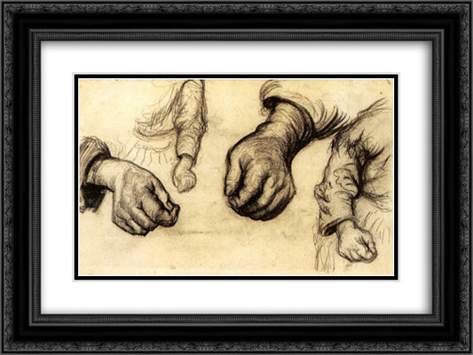 Two Hands and Two Arms 24x18 Black Ornate Wood Framed Art Print Poster with Double Matting by Van Gogh, Vincent