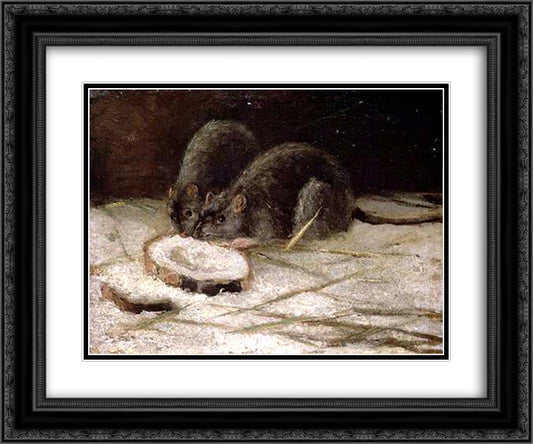 Two Rats 24x20 Black Ornate Wood Framed Art Print Poster with Double Matting by Van Gogh, Vincent