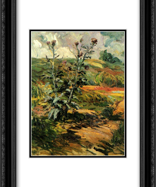 Two Thistles 20x24 Black Ornate Wood Framed Art Print Poster with Double Matting by Van Gogh, Vincent