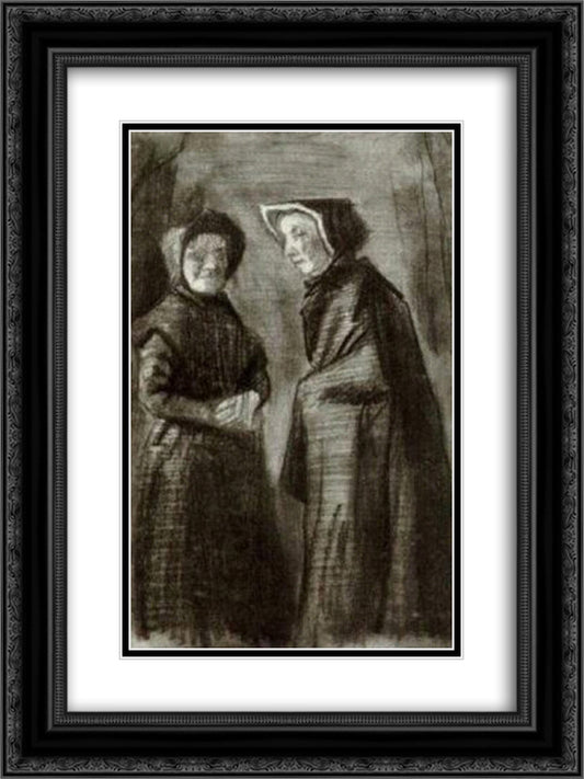 Two Women 18x24 Black Ornate Wood Framed Art Print Poster with Double Matting by Van Gogh, Vincent