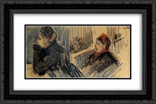 Two Women in a Balcony Box 24x16 Black Ornate Wood Framed Art Print Poster with Double Matting by Van Gogh, Vincent