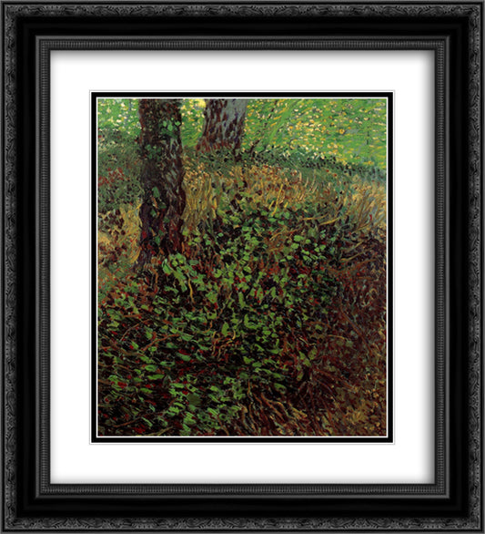 Undergrowth 20x22 Black Ornate Wood Framed Art Print Poster with Double Matting by Van Gogh, Vincent