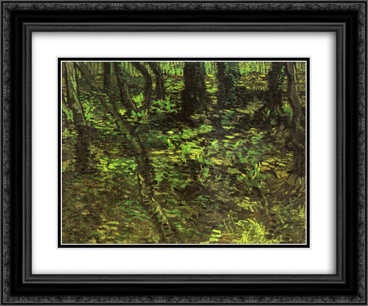 Undergrowth with Ivy 24x20 Black Ornate Wood Framed Art Print Poster with Double Matting by Van Gogh, Vincent