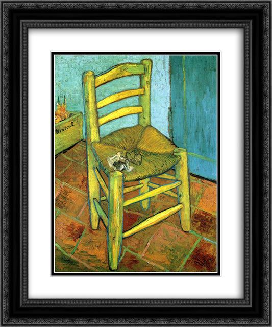 Van Gogh's Chair 20x24 Black Ornate Wood Framed Art Print Poster with Double Matting by Van Gogh, Vincent