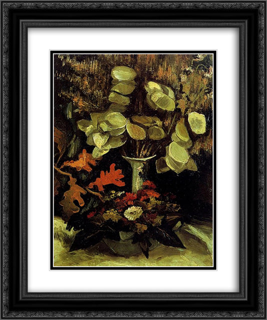 Vase with Honesty 20x24 Black Ornate Wood Framed Art Print Poster with Double Matting by Van Gogh, Vincent