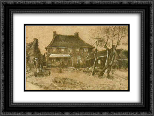 Vicarage at Nuenen 24x18 Black Ornate Wood Framed Art Print Poster with Double Matting by Van Gogh, Vincent