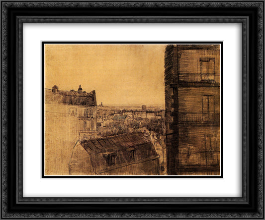 View from the Apartment in the Rue Lepic 24x20 Black Ornate Wood Framed Art Print Poster with Double Matting by Van Gogh, Vincent