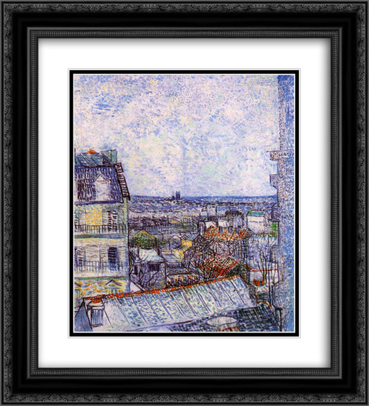View from Vincent's room in the Rue Lepic 20x22 Black Ornate Wood Framed Art Print Poster with Double Matting by Van Gogh, Vincent