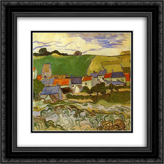 View of Auvers 20x20 Black Ornate Wood Framed Art Print Poster with Double Matting by Van Gogh, Vincent