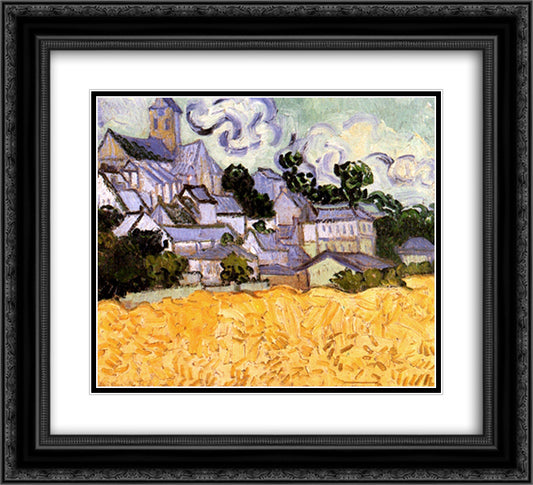 View of Auvers with Church 22x20 Black Ornate Wood Framed Art Print Poster with Double Matting by Van Gogh, Vincent