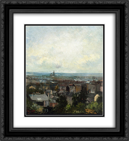 View of Paris from near Montmartre 20x22 Black Ornate Wood Framed Art Print Poster with Double Matting by Van Gogh, Vincent