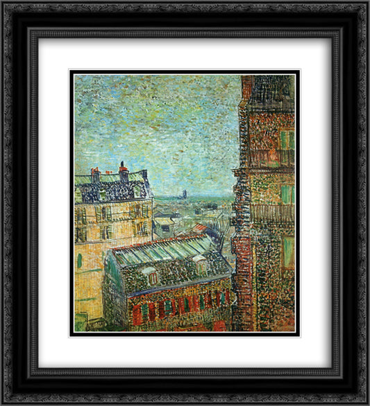 View of Paris from Vincent's Room in the Rue Lepic 20x22 Black Ornate Wood Framed Art Print Poster with Double Matting by Van Gogh, Vincent