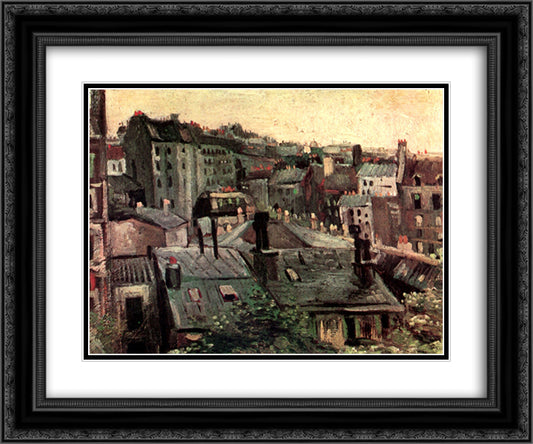View of Roofs and Backs of Houses 24x20 Black Ornate Wood Framed Art Print Poster with Double Matting by Van Gogh, Vincent