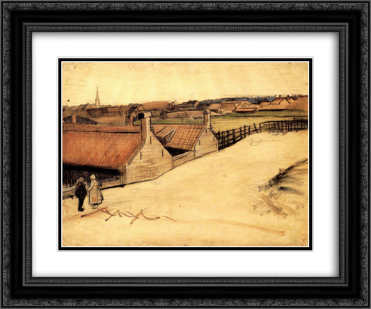View of Scheveningen 24x20 Black Ornate Wood Framed Art Print Poster with Double Matting by Van Gogh, Vincent