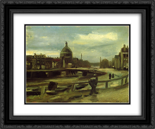 View on the Singel in Amsterdam 24x20 Black Ornate Wood Framed Art Print Poster with Double Matting by Van Gogh, Vincent