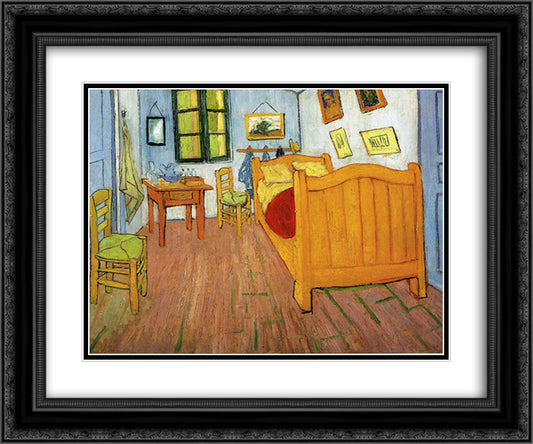 Vincent's Bedroom in Arles 24x20 Black Ornate Wood Framed Art Print Poster with Double Matting by Van Gogh, Vincent