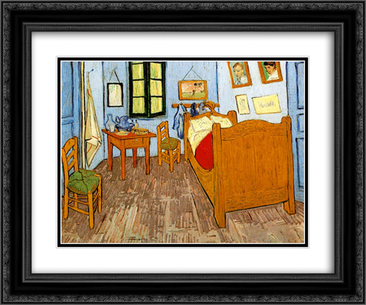 Vincent's Bedroom in Arles 24x20 Black Ornate Wood Framed Art Print Poster with Double Matting by Van Gogh, Vincent