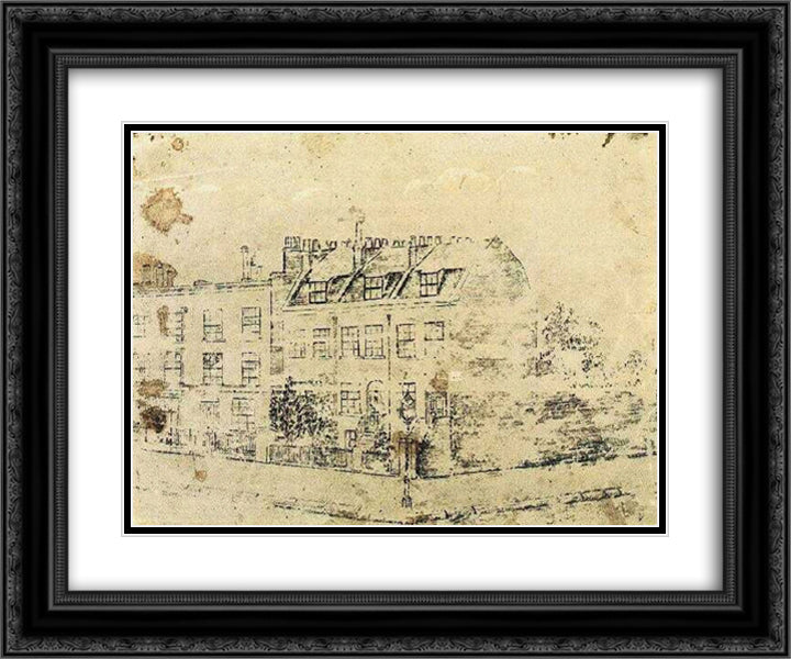 Vincent's Boarding House in Hackford Road, Brixton, London 24x20 Black Ornate Wood Framed Art Print Poster with Double Matting by Van Gogh, Vincent