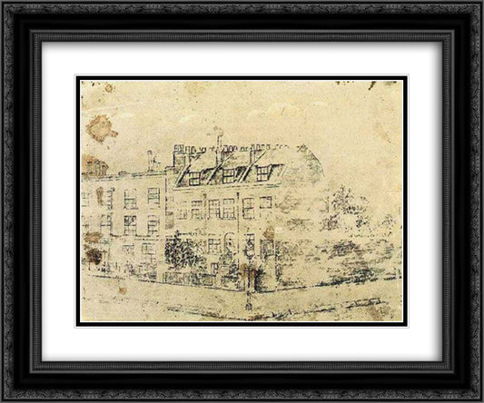 Vincent's Boarding House in Hackford Road, Brixton, London 24x20 Black Ornate Wood Framed Art Print Poster with Double Matting by Van Gogh, Vincent