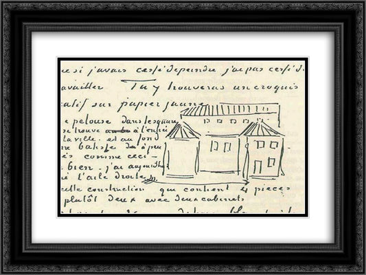 Vincent's House 24x18 Black Ornate Wood Framed Art Print Poster with Double Matting by Van Gogh, Vincent