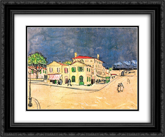 Vincent's House in Arles (The Yellow House) 24x20 Black Ornate Wood Framed Art Print Poster with Double Matting by Van Gogh, Vincent