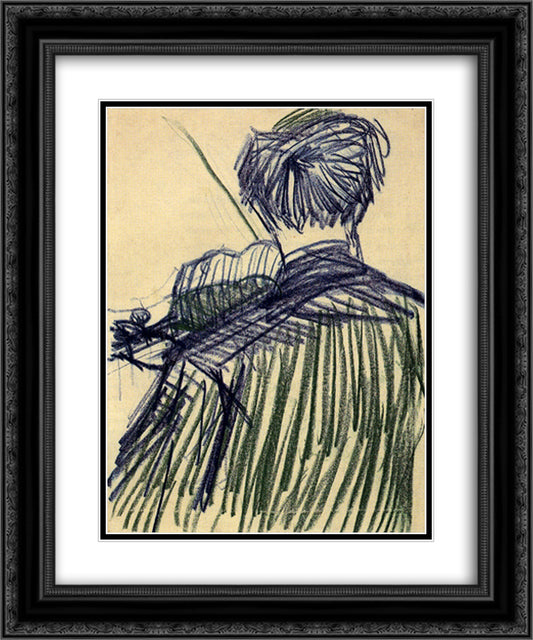 Violinist Seen from the Back 20x24 Black Ornate Wood Framed Art Print Poster with Double Matting by Van Gogh, Vincent