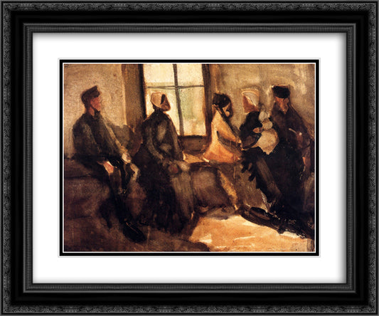 Waiting Room 24x20 Black Ornate Wood Framed Art Print Poster with Double Matting by Van Gogh, Vincent