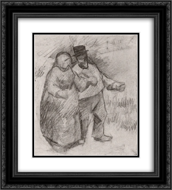 Walking Couple 20x22 Black Ornate Wood Framed Art Print Poster with Double Matting by Van Gogh, Vincent